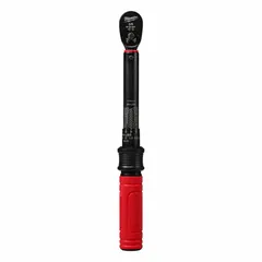 Ratcheting micrometer torque wrench with 3/8 in drive, torque range 50 in-lb to 250 in-lb, and overall length 9 3/4 in. Used for precise tightening of fasteners in assembly, repair, and maintenance tasks requiring controlled torque.