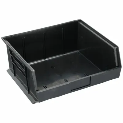 QUANTUM STORAGE SYSTEMS Hang and Stack Bin: 16 1/2 in x 14 3/4 in x 7 in, Black - Recycled Plastic Bins