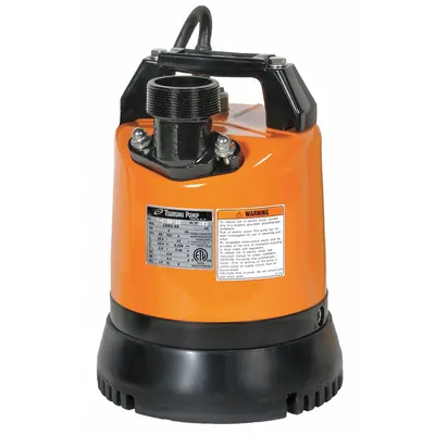 TSURUMI Plug-In Utility Pump: 2/3 hp, 1/4 in Max. Dia. Solids, Continuous Duty - Low-Level Submersible Electric-Operated Dewatering Pumps