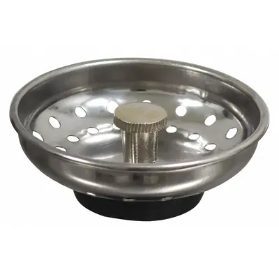 ADVANCE TABCO Strainer: 3 1/2 in Overall Dia, 1 1/2 in Overall Ht, Stainless Steel, Chrome - Strainers for Sink Drains