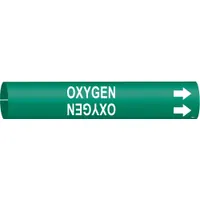 Pipe Marker: Oxygen, Green, White, Fits 2 1/2 to 3 7/8 in Pipe O.D., 1 Pipe Markers, With Arrows (MPN 4106-C)