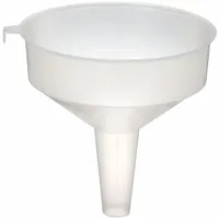 Utility Spout Funnel: Plastic, 64 fl oz Fluid Capacity, 7 3/4 in Overall Dia, 8 in Overall Ht, Clear