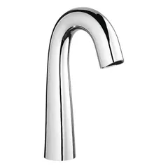Cast brass single-post sensor faucet with polished chrome finish. Includes mounting hardware. Suitable for commercial and institutional restrooms requiring touch-free operation.