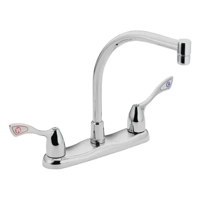 MOEN Straight Kitchen Faucet: M-Bition, Cast Metal, Widespread, Deck, 3 Mounting Holes - Centerset Kitchen Faucets
