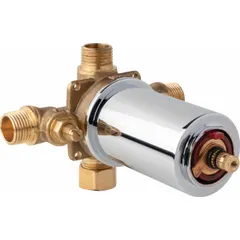 This shower valve from CHICAGO FAUCETS is designed for use in bathtub and shower installations. It has an overall length of 5-1/4 inches and is compatible with the Universal series and Universal product type. The valve controls water flow and temperature in both commercial and residential plumbing systems.