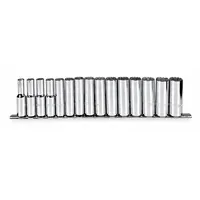 PROTO Socket Set: 1/2 in Drive, 15 Piece, 12-Point, Metric, 10 mm to 24 mm (MPN J54207)
