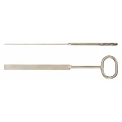 Full-length straight gasket scraper with standard end and bevel/offset blade. Blade and handle made from nonsparking nickel aluminum bronze. Stiff construction for removing gaskets and sealants in hazardous environments where spark risk exists.