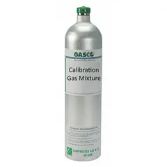 Disposable calibration gas mixture containing 0.35% pentane (25% LEL) in air, with ±5% accuracy. Used for verifying sensor response of portable gas detectors in industrial safety environments. Compatible with all OEM gas detectors.