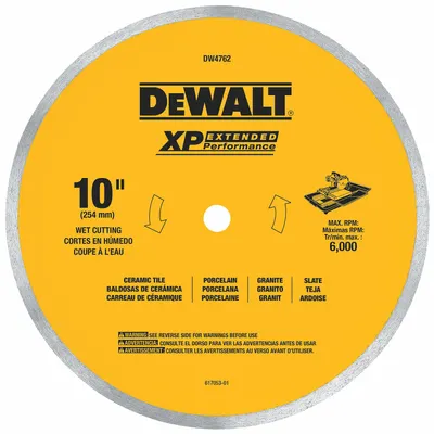 DEWALT Diamond Saw Blade: 10 in Blade Dia., 5/8 in Arbor Size, Wet, For Tile Saw - Multi-Material Blades