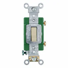 Single-pole maintained toggle wall switch for on/off control of lighting or other loads. Rated 30 A at 120/277V AC. Ivory finish, non-illuminated. Suitable for flush wall-mount installation in commercial and industrial settings.