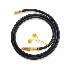 This natural gas hose with quick disconnect is designed as a replacement part for outdoor gas grills. It connects the grill to a natural gas supply line, enabling fuel delivery for residential or commercial cooking applications.