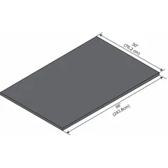 This epoxy lab furniture worksurface measures 8 ft in length, 30 in width, and 1 in thickness. Constructed from black epoxy, it provides a non-porous, chemical-resistant surface suitable for laboratory countertops and workbenches.