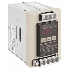 Single-phase DIN rail mount DC power supply converting 100-240 VAC input to 24 VDC output. Rated output power 180 W with 7.5 A output current. Plastic housing. Suitable for powering control panels, automation systems, and machinery.