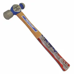 Steel head ball-peen hammer with 12 oz head weight, 1 7/8 in face diameter, and 13 in overall length. The flat face is used for striking punches and chisels, while the ball peen shapes and rivets metal in general metalworking and fabrication tasks.