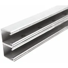 Solid side-to-side strut channel made from 304 stainless steel with a polished silver finish. 12-gauge thickness, no holes, solid slot type. Used for supporting and mounting mechanical, electrical, and plumbing systems in industrial and commercial construction.