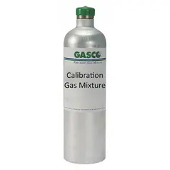 Disposable calibration gas mixture for portable gas detectors. Contains Pentane (25% LEL) 0.35% with nitrogen background gas. Accuracy +/-5%. Compatible with all OEM gas detectors. Used to verify sensor response in industrial environments.