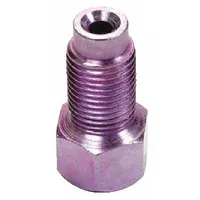 Steel inverted flare union with 3/8"-24 thread size. Used to connect two male inverted flare fittings in hydraulic brake lines. Supplied as a 4-piece set with silver finish