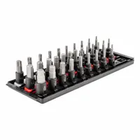 This 32-piece impact bit socket set features a 3/8 in drive size and fixed insert design. It includes hex metric sizes from 4 to 14 mm, suitable for use with impact wrenches or drivers in automotive repair, construction, and industrial maintenance