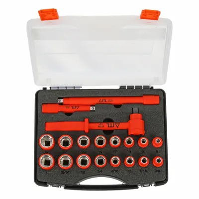ITL Socket Wrench Set: 1/2 in Drive Size, 19 Pieces - Metric Insulated Socket Sets with Drive Tools