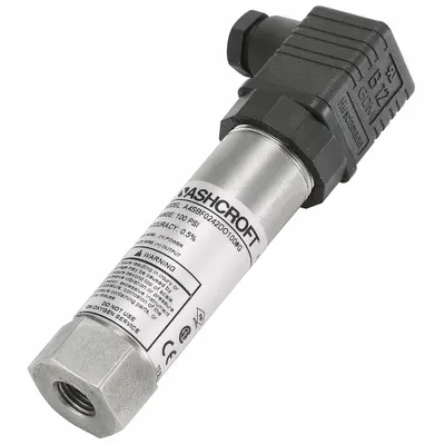 ASHCROFT Pressure Transmitter: 0 psi to 300 psi, 4 to 20mA DC, Hirschmann Form A DIN 43650-A - Intrinsically Safe with DIN 43650 Form A Connector