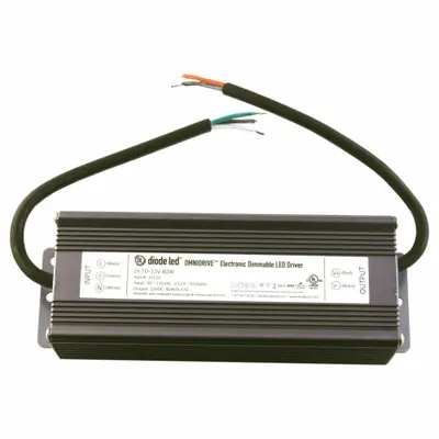LED Driver: 80 W Power Output, 120V AC, 24V DC, 7 7/8 in Lg, Wet Location Rated - Tape & Linear Light Power Supplies