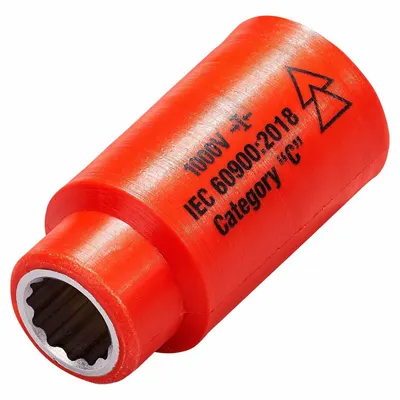 ITL Insulated Socket: 3/8 in Drive Size, 3/8 in Socket Size, 1 3/4 in Overall Lg - 3/8" Drive SAE Insulated Hand Sockets