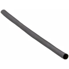 Medical grade heat shrink tubing with a 0.09-inch inner diameter before shrinking and a 6-inch length. Black color, 2:1 shrink ratio, supplied in a pack of 5. Used for insulating, protecting, and bundling wires and cables in medical devices and equipment, providing electrical insulation and strain relief.