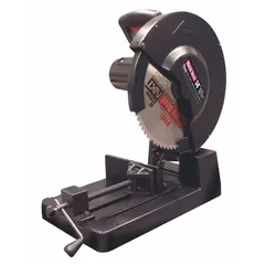 This chop saw features a 14 in blade diameter and a maximum blade speed of 1,300 RPM. It offers a 5 1/8 in round cut capacity at 0 degrees. Designed for cutting metal, pipe, and structural shapes in fabrication, maintenance, and construction applications.
