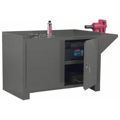 DURHAM MFG Cabinet Workbench: Steel, 48 in x 24 in, 2,000 lb Overall Load Capacity - Cabinet Benches with Shelves