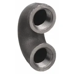Medium-pressure threaded pipe elbow with 3/4 in female NPT connections on both ends. Rated Class 150 for maximum 300 psi at 150°F. Used in piping systems to change flow direction in industrial plumbing, HVAC, and process lines.