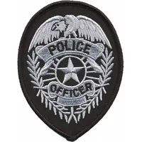 HEROS PRIDE Embroidered Patch: Police Officer, 2 3/4 in x 3 3/4 in, Black/Gold, Plastic, Sew-On (MPN 5121)