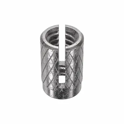 E-Z-LOK Press Insert: 1/4"-20 Thread Size, 1/2 in Overall Lg, 21/64 in Dia, Stainless Steel - Flush Press-Fit Inserts