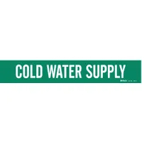 Pipe Marker: Cold Water Supply, Green, White, Fits 2 1/2 to 7 7/8 in Pipe O.D., 1 Pipe Markers (MPN 7057-1)