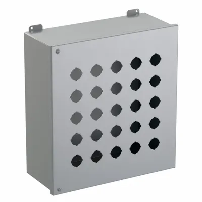 HAMMOND Push Button Enclosure: 30mm, 25 Holes, Carbon Steel - Enclosures for 30mm Operators