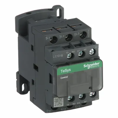 SCHNEIDER Magnetic Contactor: Non-Reversing, 3 Poles, 3NO Contacts, 18 A - Non-Reversing IEC Contactors
