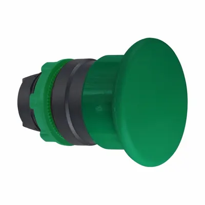 SCHNEIDER Mushroom Head Push Button: Green, 22 mm Mounting Size, Non-Metallic - Mushroom-Head Push-Button Operators