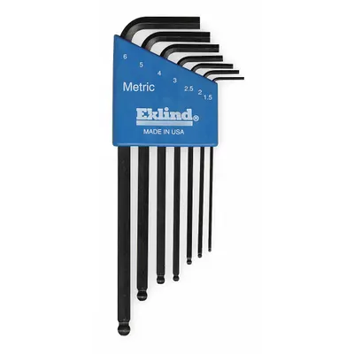 EKLIND Hex Key Set: 6 - 10 Pieces, Ball-Hex-L Long, L, Metric, Single Ball End - L-Shaped Hex Key Sets