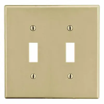 HUBBELL Wall Plate: Toggle, 2 Gang, Ivory - General Purpose Wall Plates