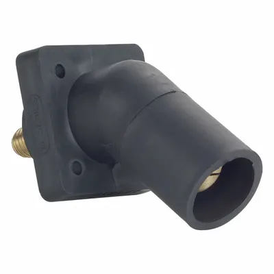 LEVITON Single Pole Receptacle: Black, Angled Taper Nose Mating, Threaded Stud Termination - Receptacles with Threaded Stud Terminations