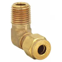 PARKER Compression Fitting Elbow: 3/8 in OD x 3/8 in Pipe Size, Compression x MNPT, Brass (MPN 6-6 CBZ-B)