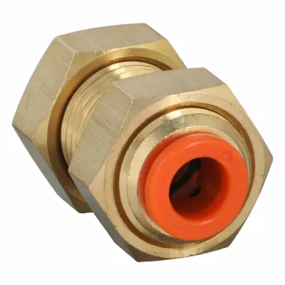 SMC Push-Fit Union Fitting: 1/4 in OD x 1/4 in OD Size, Push-to-Connect x Push-to-Connect - Polybutylene & Brass Tube Fittings