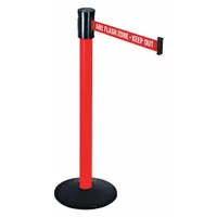 RETRACTA-BELT Barrier Post with Belt: Red, No Pattern, ARC Flash Zone - Keep Out, 15 ft Belt Lg, Red (MPN 321PRD-ARC)