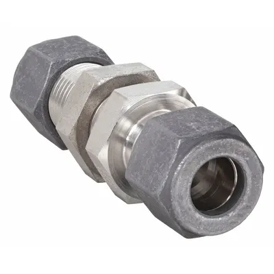 PARKER Compression Fitting Union: 3/8 in OD x 3/8 in OD Fitting Size - Single-Ferrule Stainless Steel Fittings