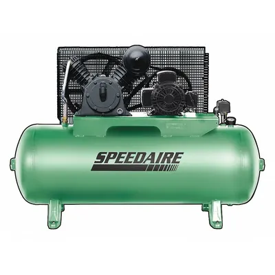 SPEEDAIRE Electric Air Compressor: 5 hp, 2 Stage, Horizontal, 80 gal, 14 cfm, 175 psi - Splash Lubricated Stationary Electric Air Compressors