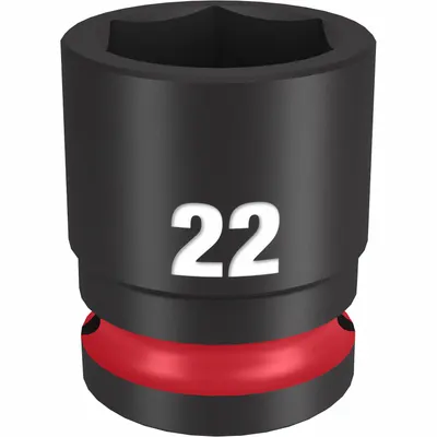 MILWAUKEE Standard Impact Socket: 1/2 in Drive Size, Metric, 22 mm Socket Size, 6-Point - 1/2" Drive Impact Sockets