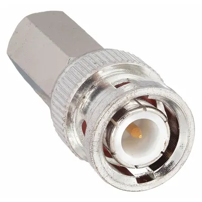 POWER FIRST Coaxial Connector: Male, Connector, Silver, Twist-On, RG-59, 3 GHz Max Freq - BNC Coaxial Connectors