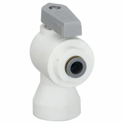 Parker Manual Two-Way Ball Valve: 3/8 in, Polypropylene, Angle, Push x FNPT, One-Piece - Angle-Body Polypropylene Ball Valves