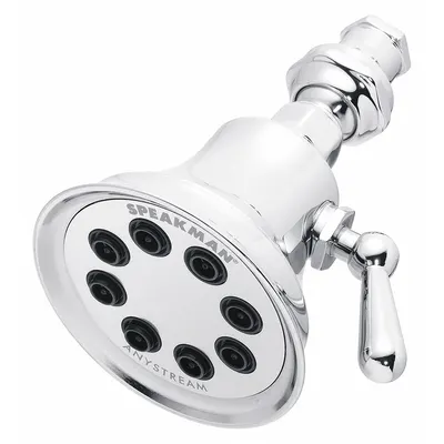 SPEAKMAN Fixed Showerhead: Retro S-3015, 1.75 gpm Fixed Showerhead Flow Rate, Brass - Multi-Pattern Fixed Showerheads
