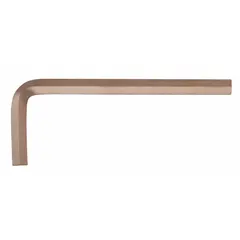 Non-sparking hex key made of beryllium copper with unfinished finish. Metric, short L-shape with 22 mm tip size and 2 tips. Used in hazardous environments where flammable gases, vapors, or dust are present.