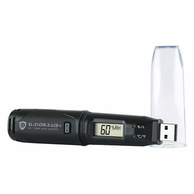 LASCAR Temperature Humidity Data Logger: 0%to 100% Relative Humidity Measured, -31°F to 176°F - Temperature & Humidity Data Loggers